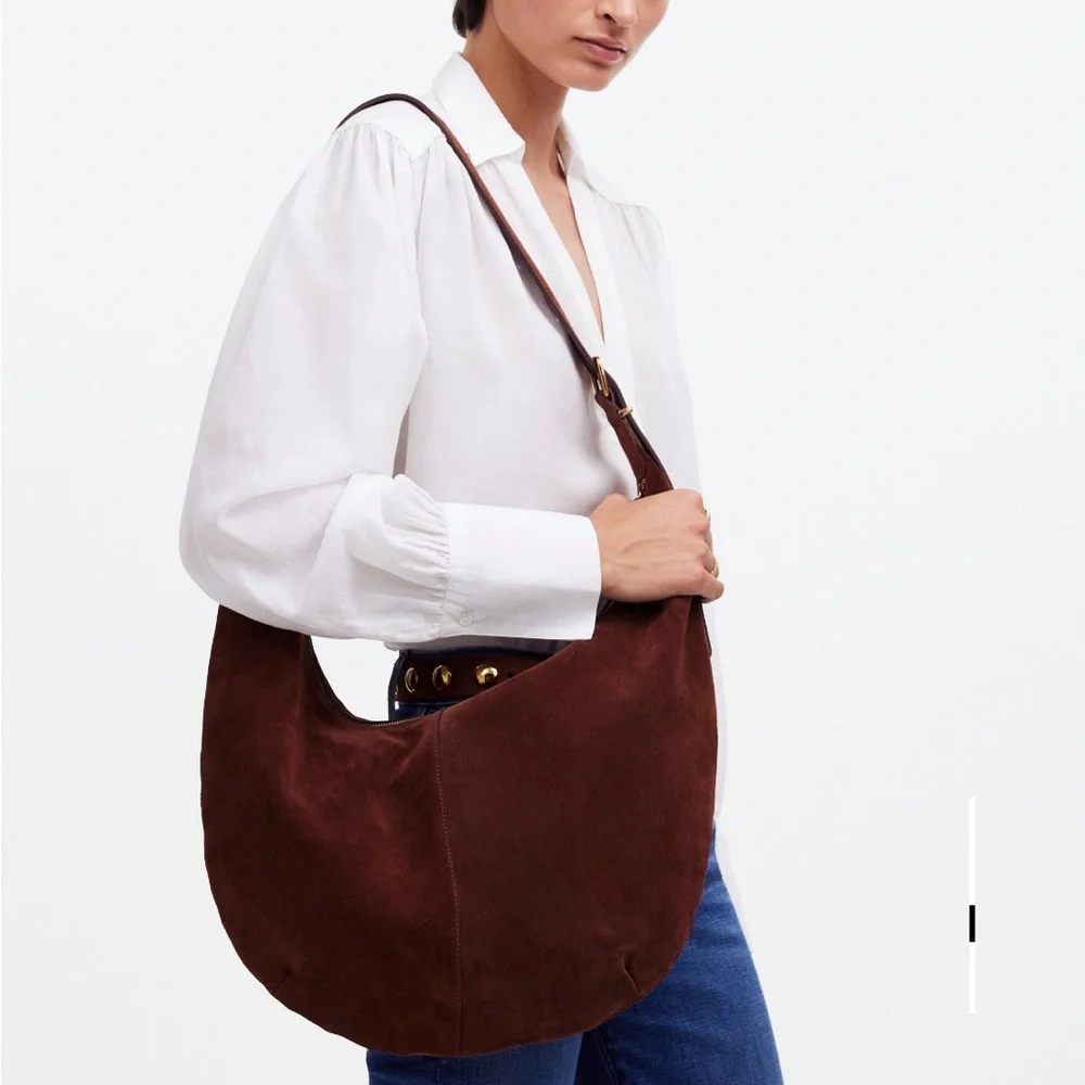 Madewell The Essential Brown Suede Shoulder Bag - Picture 2 of 6